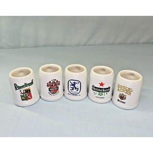Beer Stein Mini Tankard Set of 5 Shot Mug Heineken Beck Pilsner Lowenbrau Dinkel